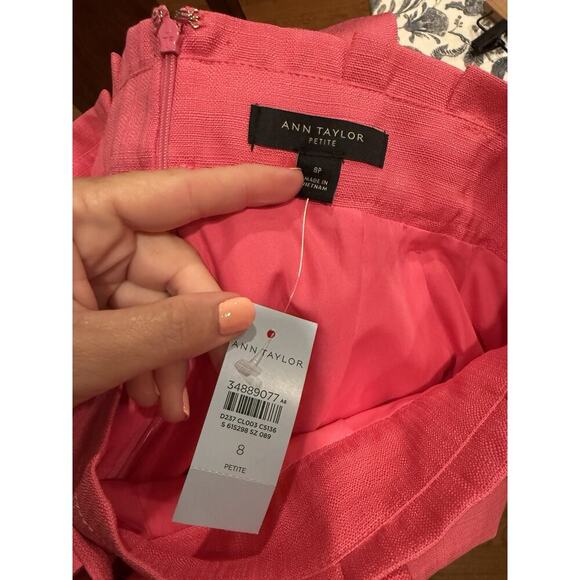 Ann Taylor Pink Skirt Womens Size 8P Cotton Linen Blend NWT - Picture 4 of 4